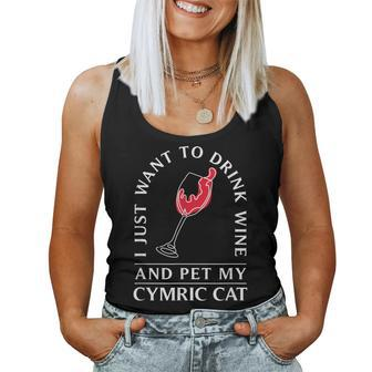 10508500014^Drink Wine And Pet My Cymric Cat^^Cymric Ca Women Tank Top | Mazezy